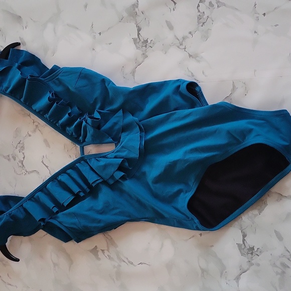 MICHAEL Michael Kors Ruffle Deep V One Piece Swimsuit - Picture 2 of 5